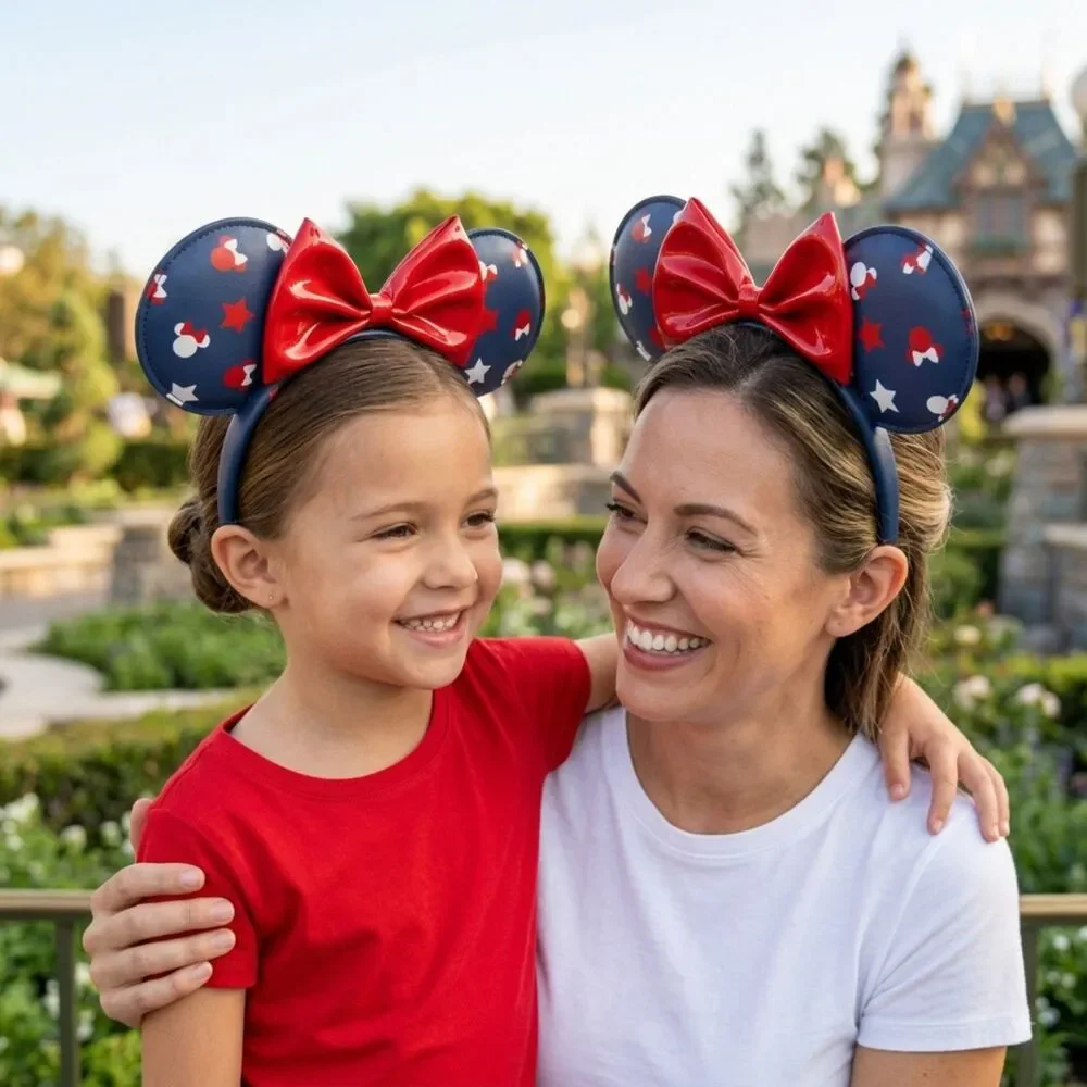 🎀 Disney Minnie Mouse Patriotic Headbands Set of 2 Red White Blue Stars